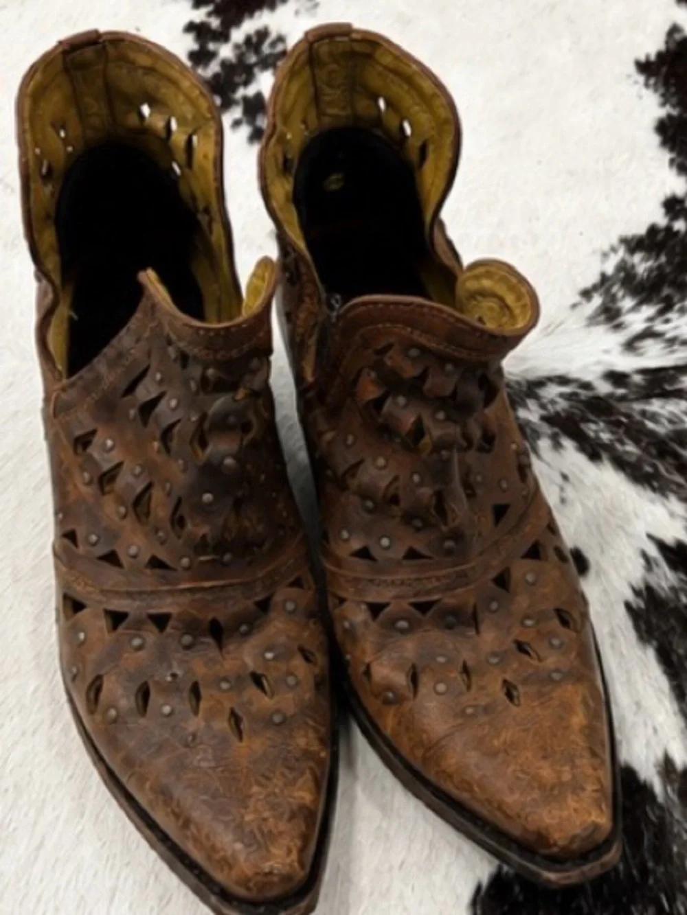 Ariat Brown Leather Cutout Western Booties